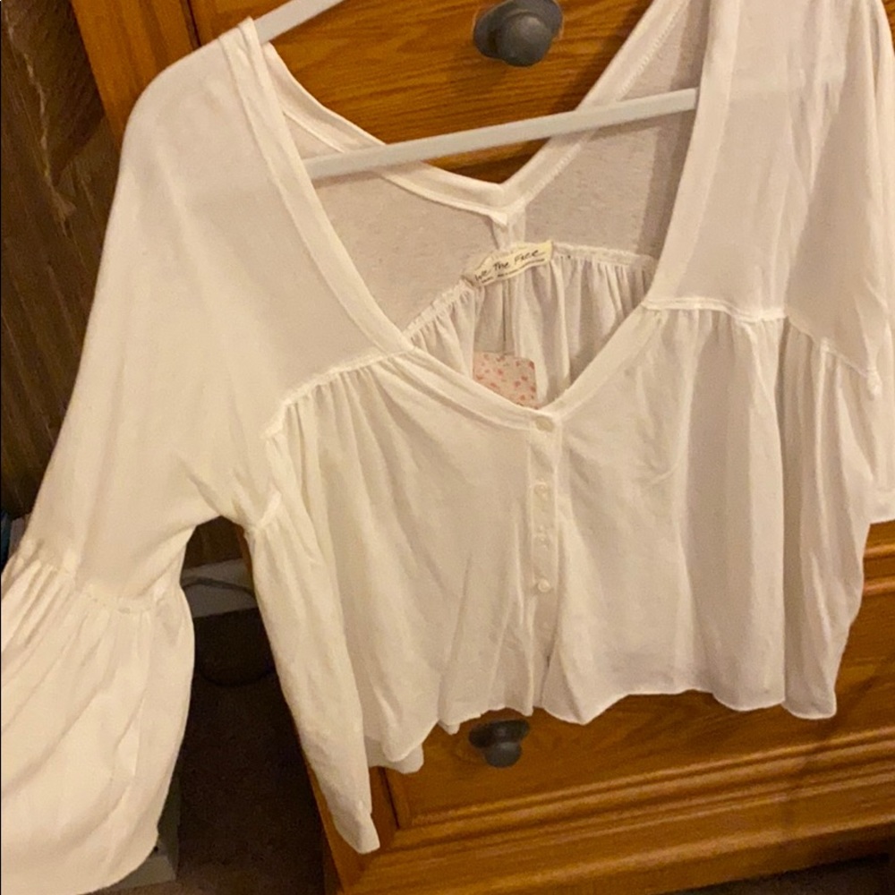Free People Ivory Button Shirt